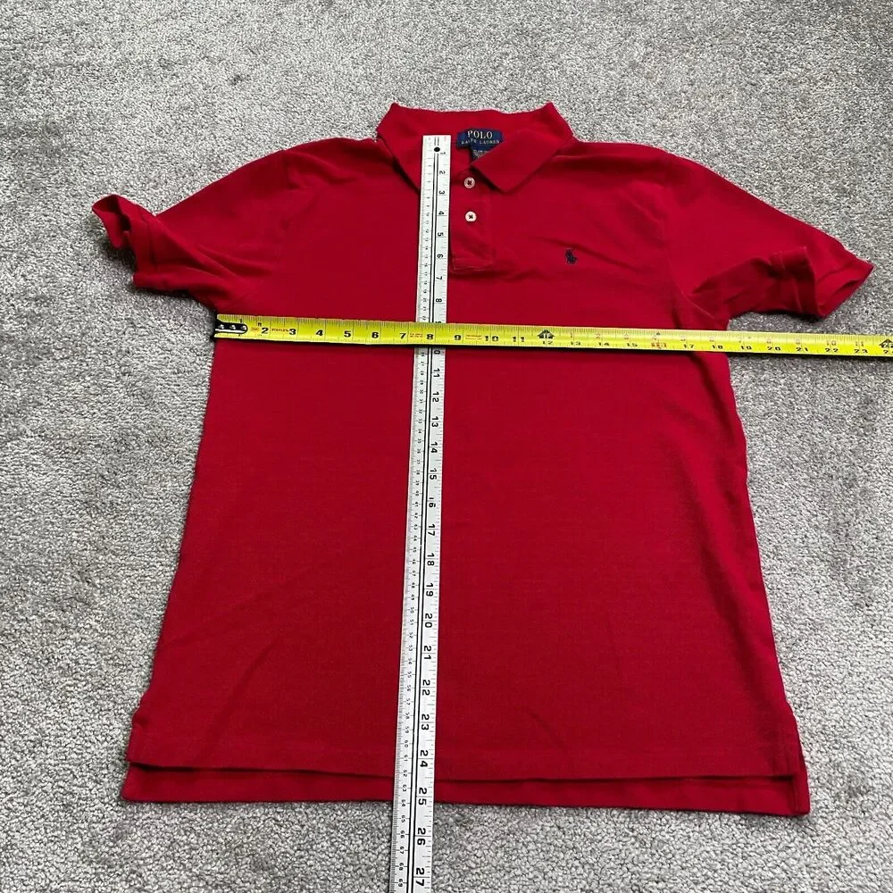 Ralph Lauren Polo Shirt Boys XL Red Solid Short Sleeve Cotton Outdoor Golf Top